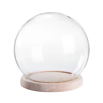 

12cm Small Glass Stand Display Dome Globe Bell Jar Flower Cover Home Decoration for LED Light