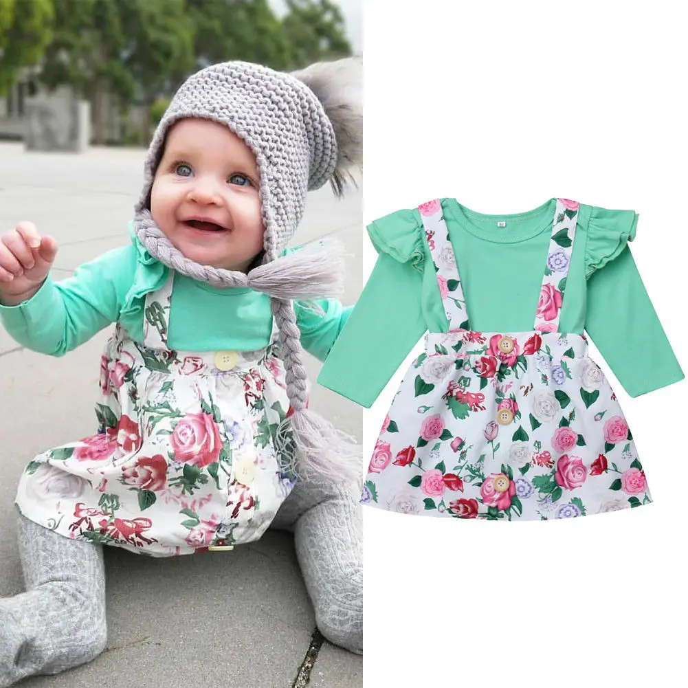 0 18M 2PCS Sweet Pretty Infant Kids Baby Girls Clothes Sets Ruffles