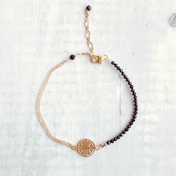 

LiiJi Unique Natural Black Spinel 925 Sterling Silver Gold Color Longevity Charm And Clasp Bracelet Sparkling Delicate Jewelry