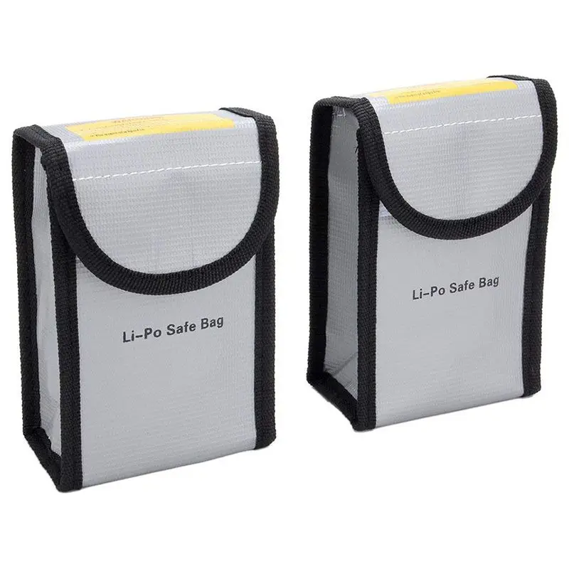 

2pcs Fireproof RC Lipo Battery Storage Charging Safe Bag Pouch Sack Lipo Battery Guard Silver 90mmx55mmx140mm Large