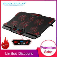 COOLCOLD, 17 дюймов, игровой кулер для ноутбука, шесть вентиляторов, светодиодный экран, два порта USB, 2600 об/мин, охлаждающая подставка для ноутбука, подставка для ноутбука