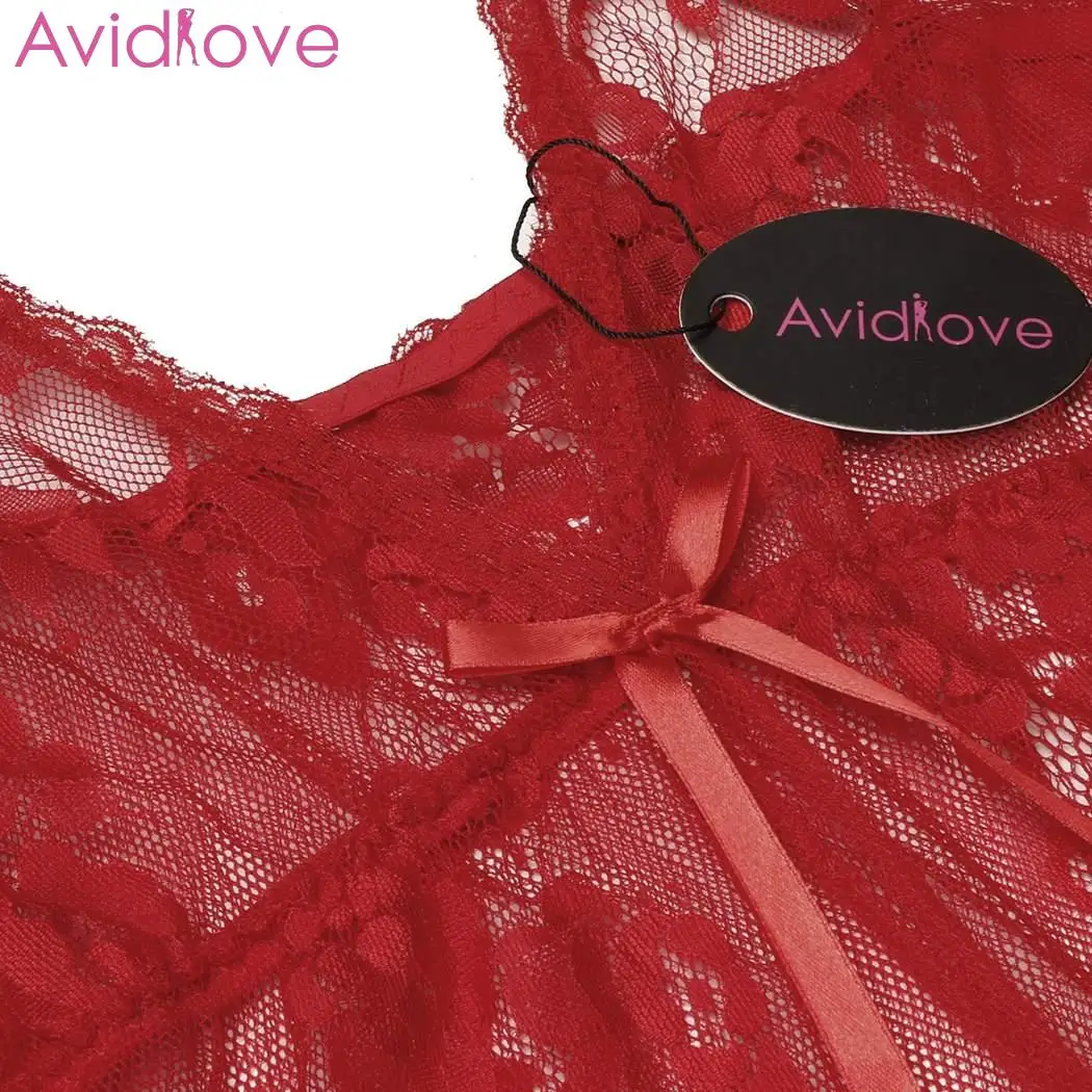 Avidlove, женское сексуальное белье, кружевное ночное белье, горячая эротическая одежда для сна, летнее платье для сна, Холтер, открытая спина, Babydoll, комплект нижнего белья