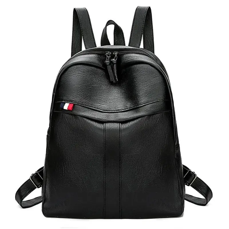 

Large Capacity PU Leather Women Backpack Fashion Solid Travel School Bags For Teenager Girls Casual Women Black Backpacks