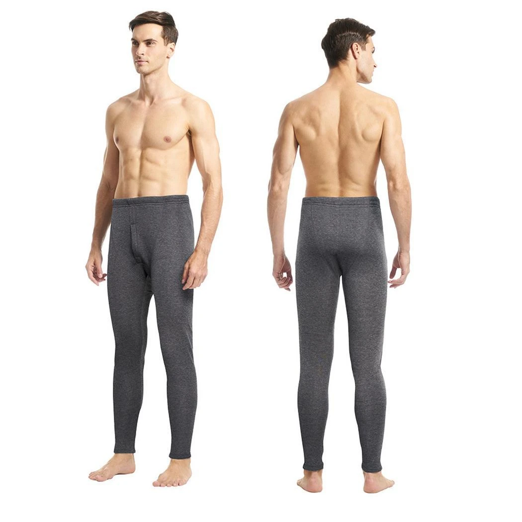 男性カジュアル固体厚いスリムフィットパンツロングジョンズ熱のためのスーツ 180 185 センチメートル 80 90 キロズボン暖かいレギンス Sleep Bottoms Aliexpress