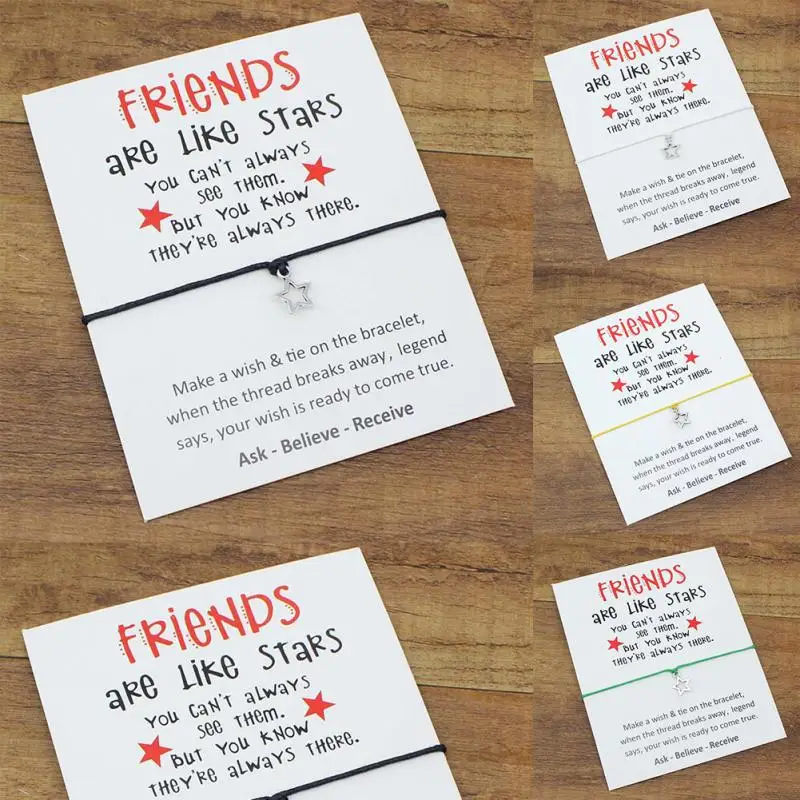 

1pc New Design Sisters Lovely Handchain Wish Card Stars Bracelet For Best Friends Birthday Gifts Alloy Wish Bracelet