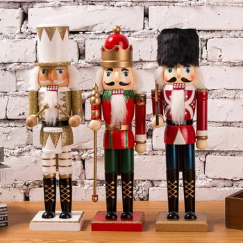 

35cm Vintage Handcraft Puppet Wooden Nutcracker Doll Home Party Decoration Ornaments Christmas Gifts