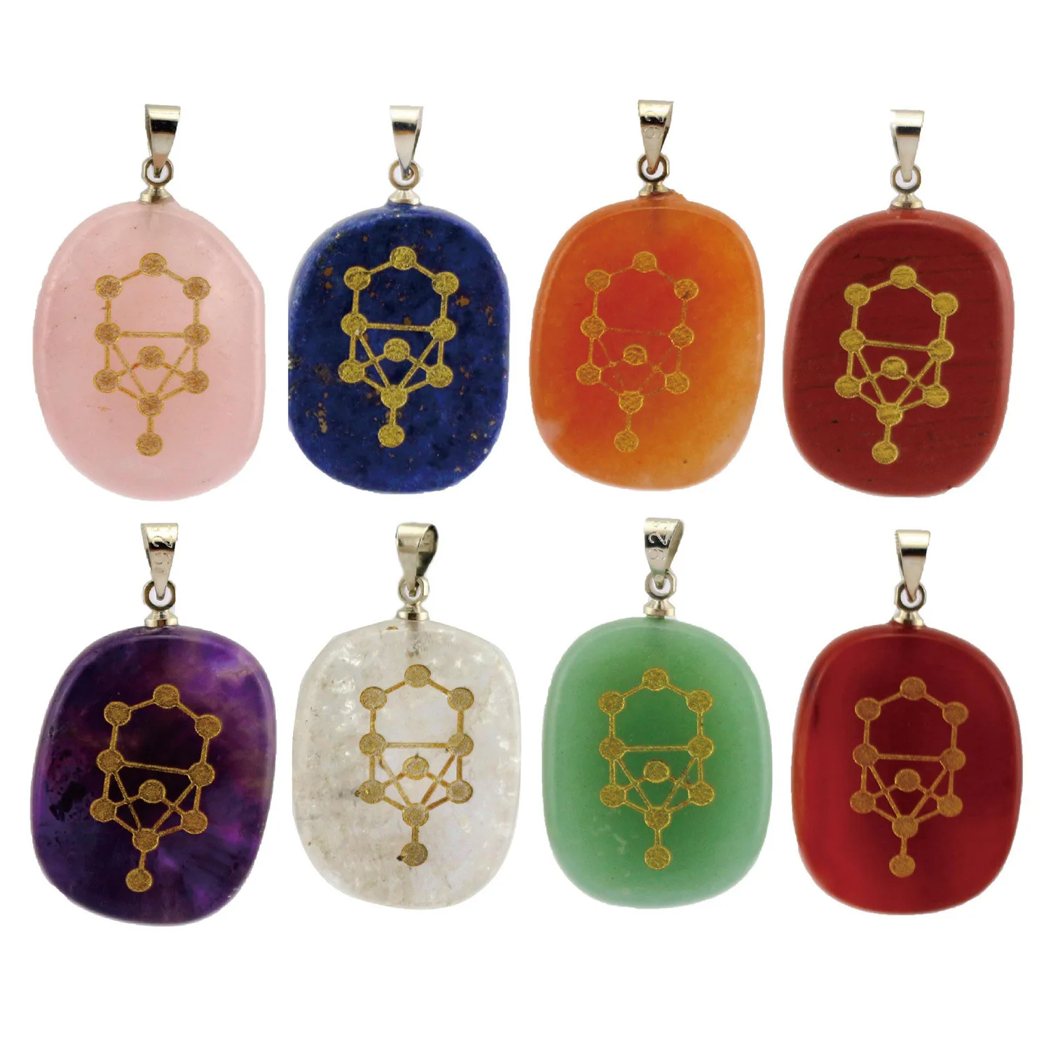 

Kabala Tree Of Life System Tree 7 Chakra Healing Rune Symbol Natural Crystal Pendant Necklace For Women Man Jewelry Wholesale