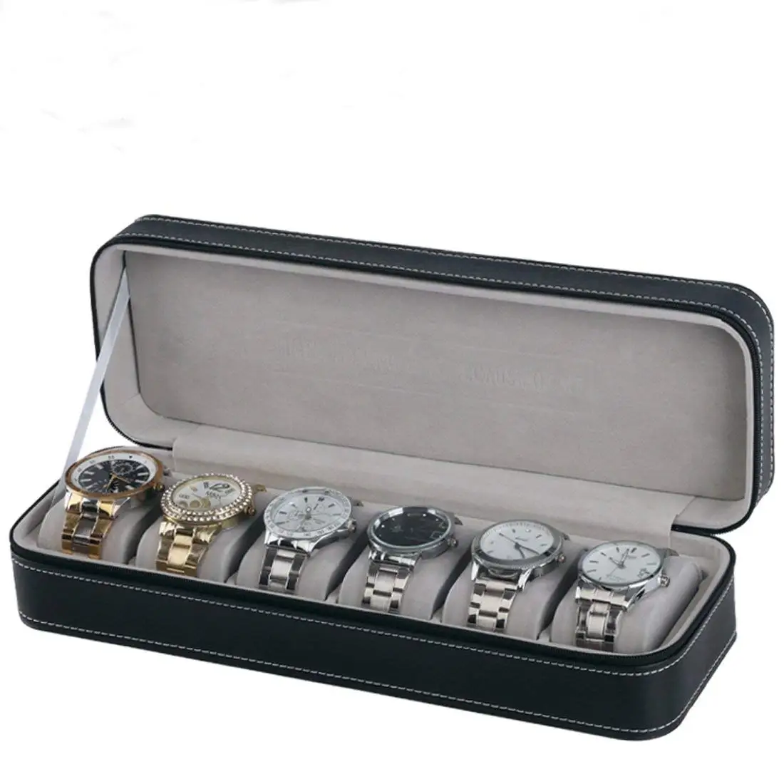 Watch Storage Box Watch Storage Bag 6 Slot Watch Box Portable Travel Zipper Case Collector Storage Jewelry