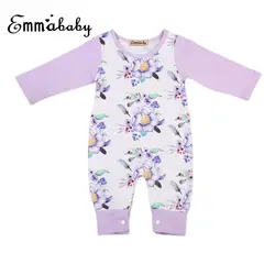 Для новорожденных маленьких девочек дети хлопок Мягкий Песочник комбинезон с длинным рукавом Цветочный одежда наряд для маленьких