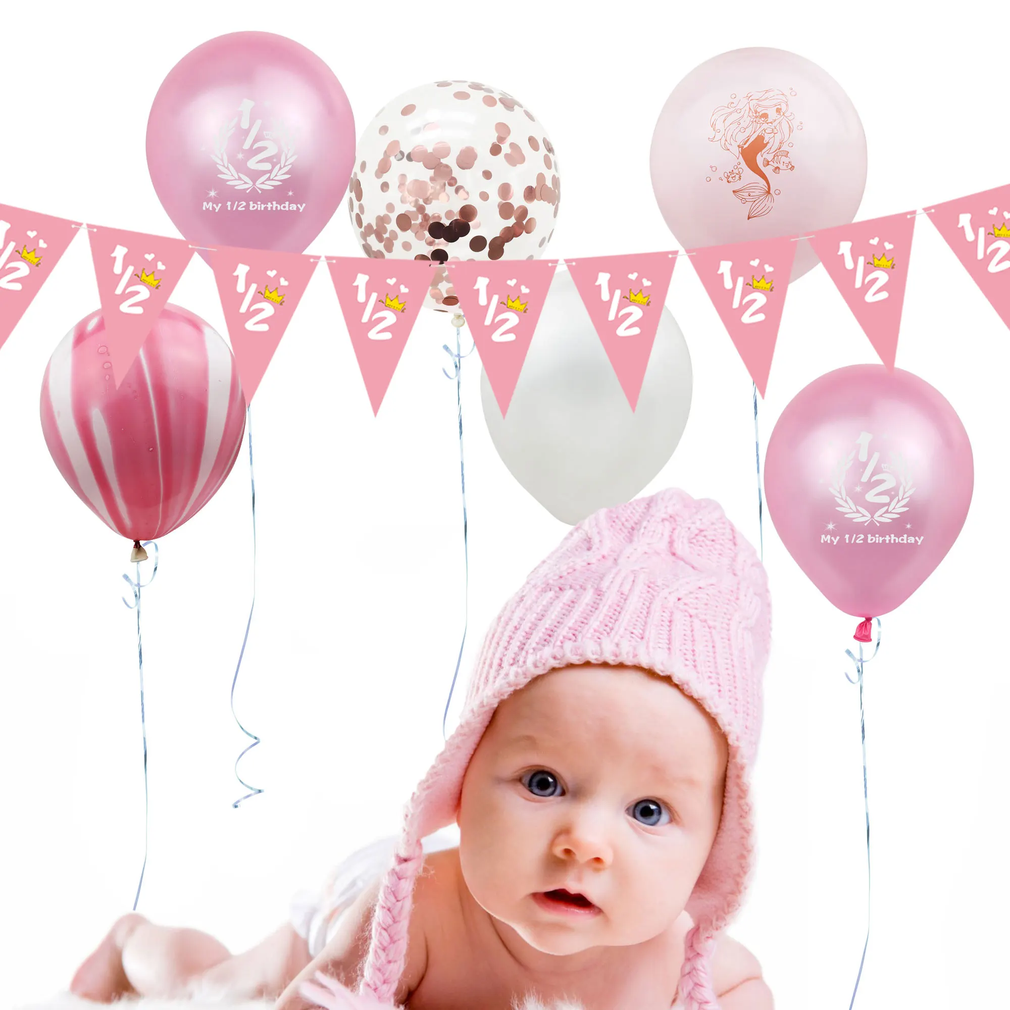 ZLJQ мой 1/2 День Рождения шар блестящая корона Baby Shower мальчик девочка Вечеринка
