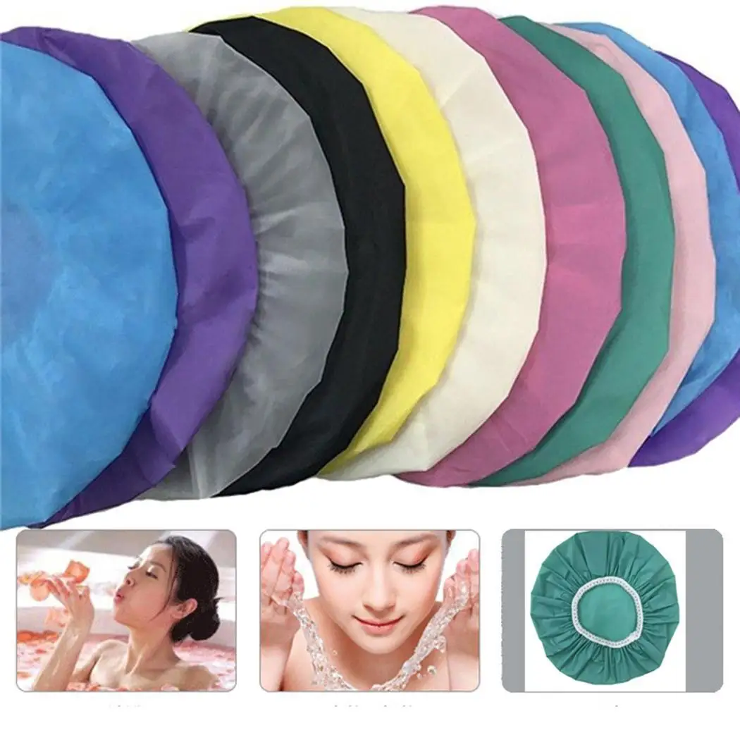 

New Household Solid Color Bath Cap 12g Waterproof Bath Shower Cloth Caps