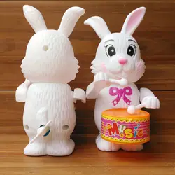 Забавные милые 1 шт.. Детские Девочки Кролик барабанный игрушечный часовой механизм ветряная развивающая игрушка подарок кролик из
