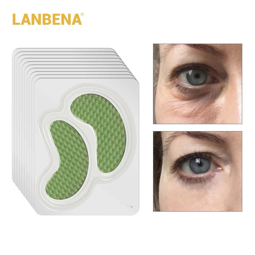 Lanbena 24k Gold Eye Mask Collagen Eye Patches Sleep Mask Dark Circle Eye Bag Anti-aging Wrinkle Firming Skin Care 20pcs=10 Pair