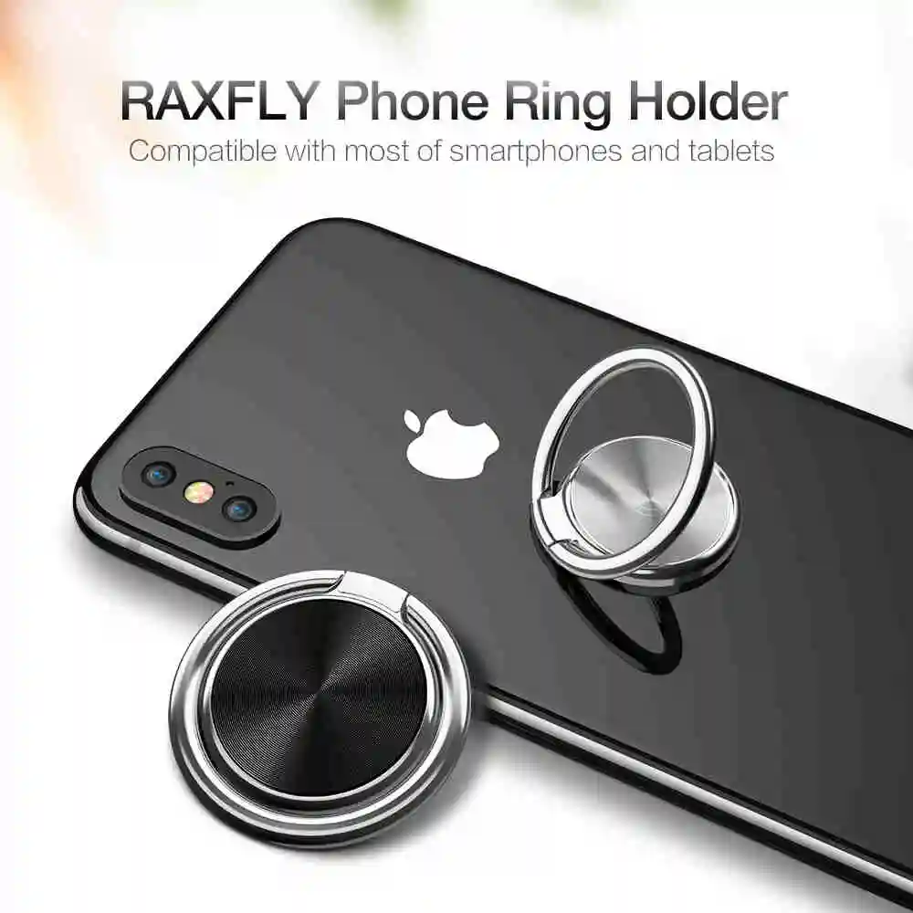 RAXFLY 3D Finger Ring Holder Ring Stand Metal 360 Rotating Mobile Phone Holder for iPhone 7 8 Samsung Phone Stander Holder