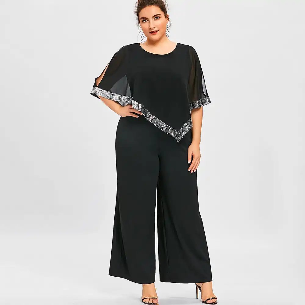 wide leg sparkle jumpsuit