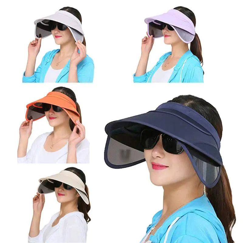 

1pc Summer Golf Hats Outdoor Anti-UV Beach Cap Empty Top Cap Retractable Wide Large Brim For Outdoor Sports Beach Hiking Golf