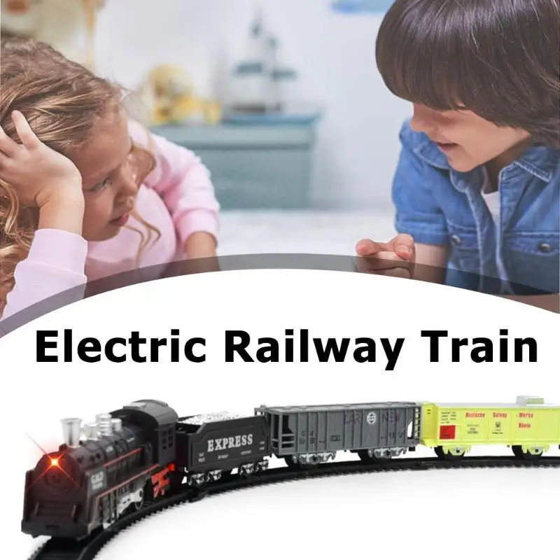 Классический моторизованный поезд набор Электрический локомотив модель поезда с огнями игрушка комплект для детей