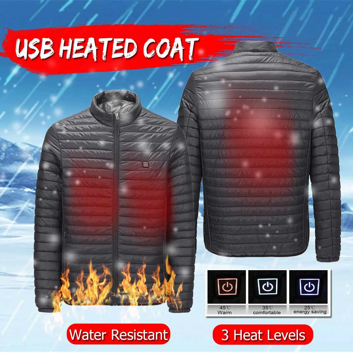 

Men Women USB Fast Heating Jackets Electric Back Abdomen Heated Temperature controllable intelligent Coats Work Safety Clothing