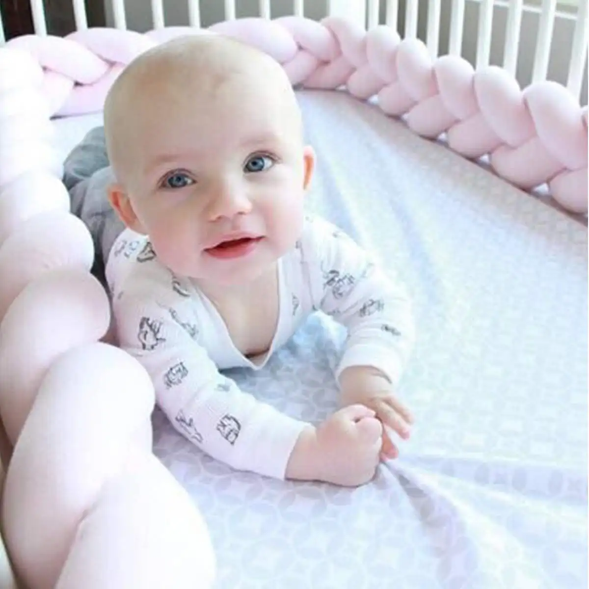 3Meter Newborn Infant Baby Bumper Bed Cushion Soft Braided Long Knot Ball Pillow Crib Protector Baby Room Cot Safety Bumpers