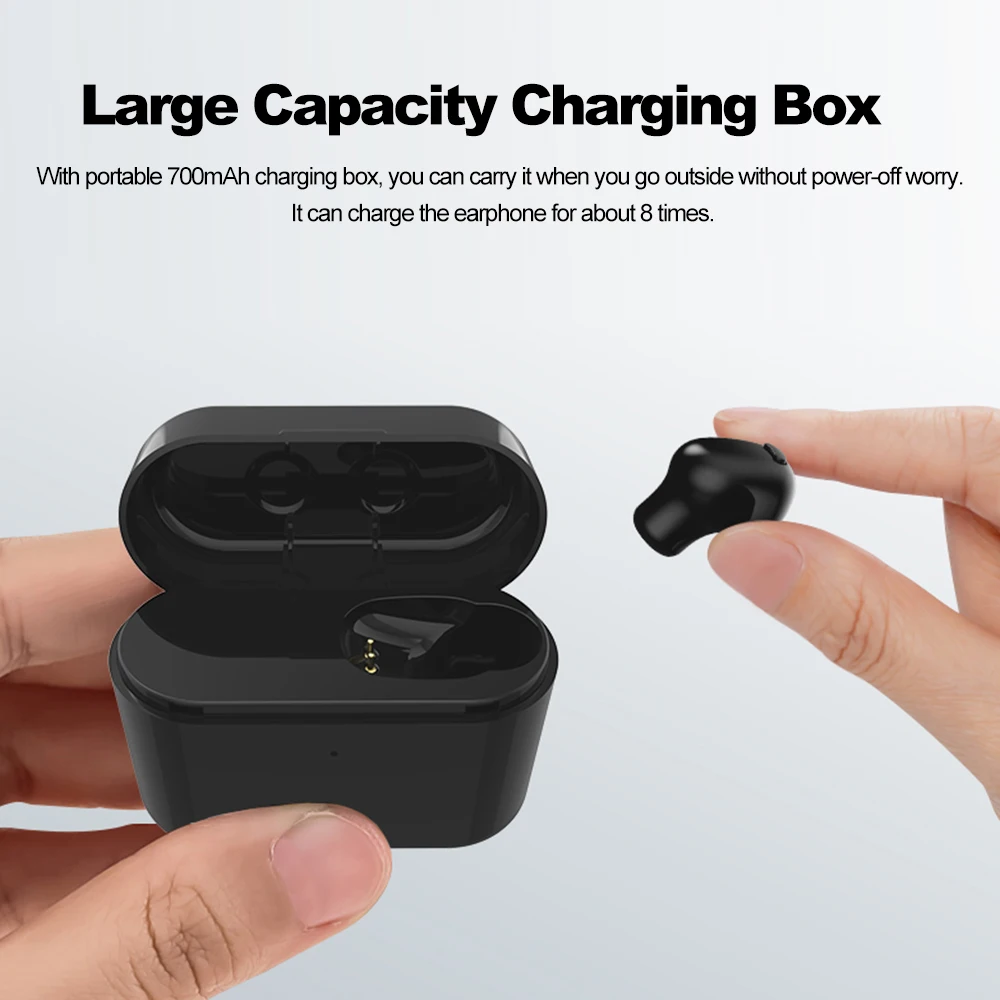 

docooler S8 Wireless Bluetooth Headphone Mini Single Earbud Bluetooth4.2 Music Headset Sport Earphone with Mic 700mAh Charge Box