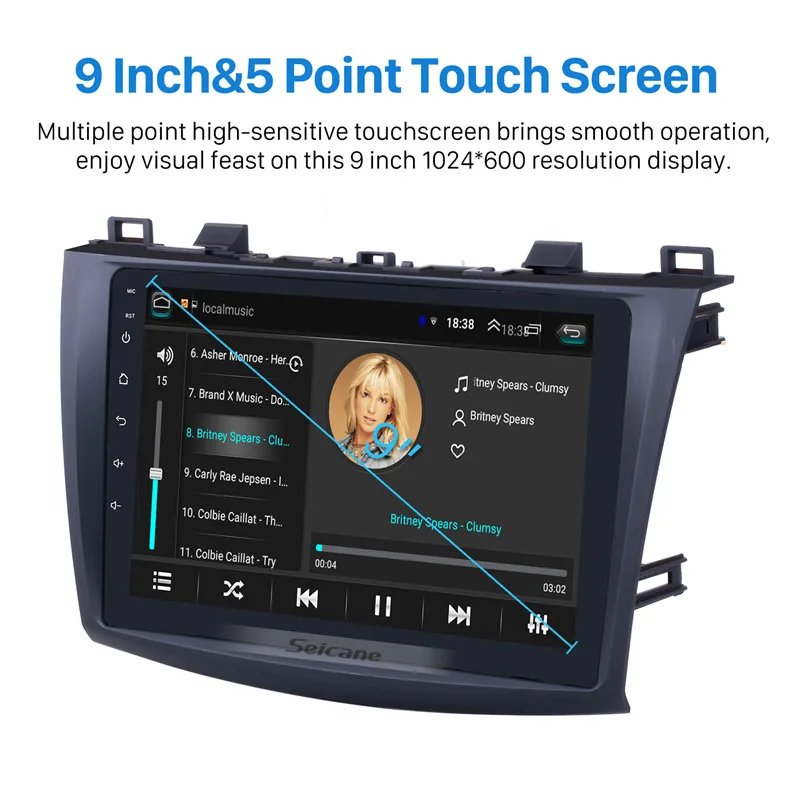 Seicane Android 8,1 автомобильный Радио gps мультимедийный блок плеер 2Din для 2009 2010 2011 2012 MAZDA 3 9 дюймов Wifi Bluetooth радио gps