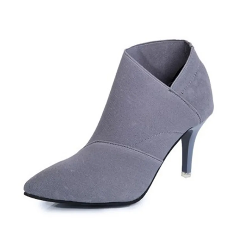

Jrrnorv Women Shoes Slip-On Retro High Heel Ankle Boot Elegant Spring / Autumn Short Botas Female Pointed Toe Stiletto Shoes