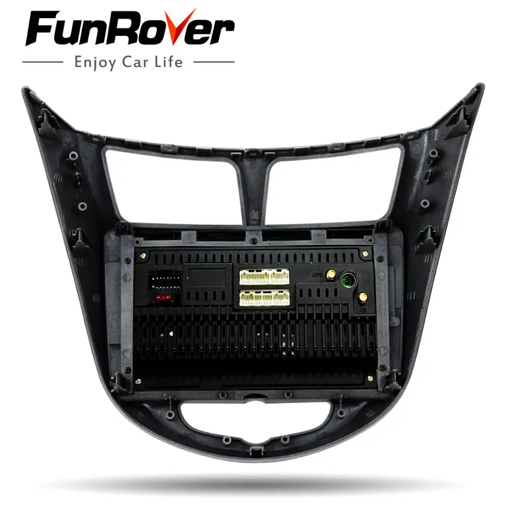 Best FUNROVER android 9.0 2.5D+IPS car dvd player For Hyundai Solaris Verna Accent 2008-2016 car radio gps navigation multimedia RDS 5