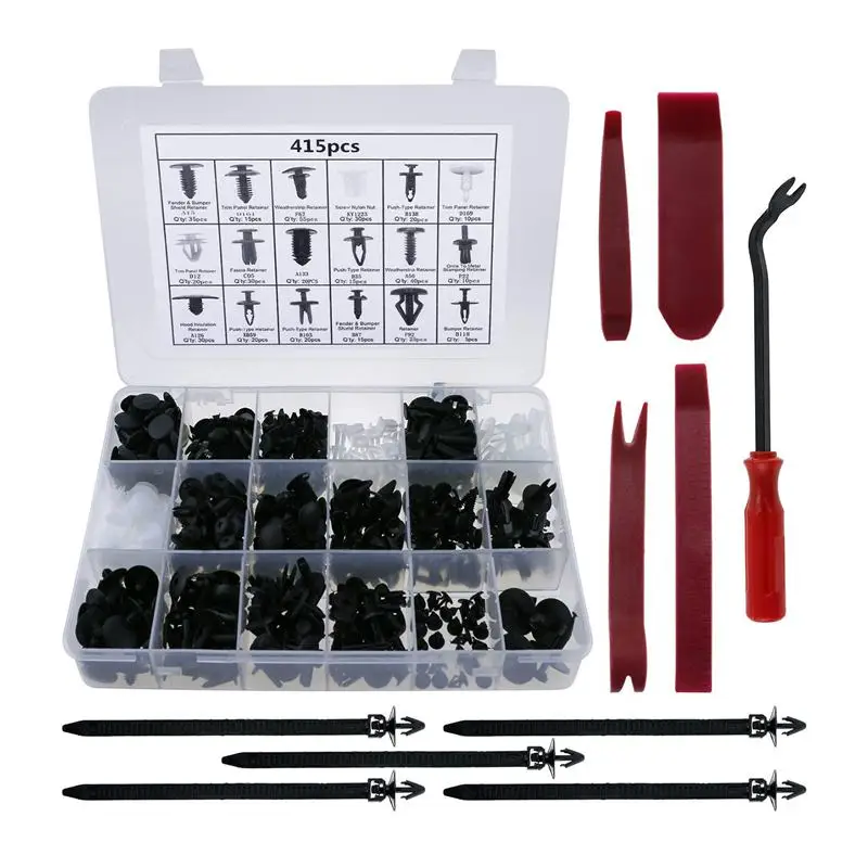

425 Pcs 18 Sizes Car Body Trim Clips with Fastener Remover,Bumper Screw Snap Rivets Clip Set Push Pin Rivets Set