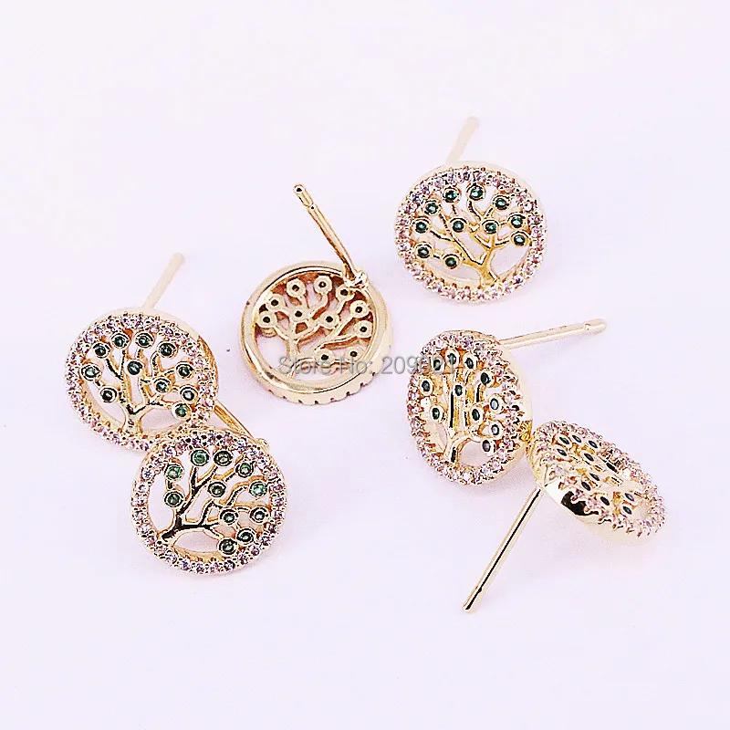 

8Pairs New Arrival Elegant CZ Micro Pave For Women Jewelry Unique Design Round Shape Stud Earrings