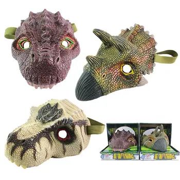 

Simulation Dinosaur Mask Model Halloween Funny and Prank Toy Tyrannosaurus Rex Triceratops