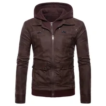 Brand Men's Clothing Direct Aowofs2019 Autumn New Men's Large Size Casual Men's Hooded Leather Fake Two-piece Leather Jacket