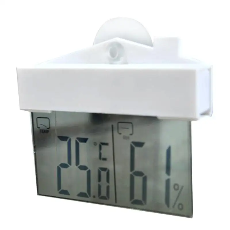 

Transparent Plastic LCD Display Digital Window Thermometer Hydrometer Indoor Weather Station Test Measure with Suction Cup