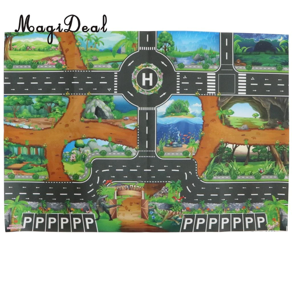 Kids Dinosaur World Road Traffic Play Mat Rug Toy Carpet Playmat Baby Children Developmental Car Track Toy Gifts B Play Mats Aliexpress