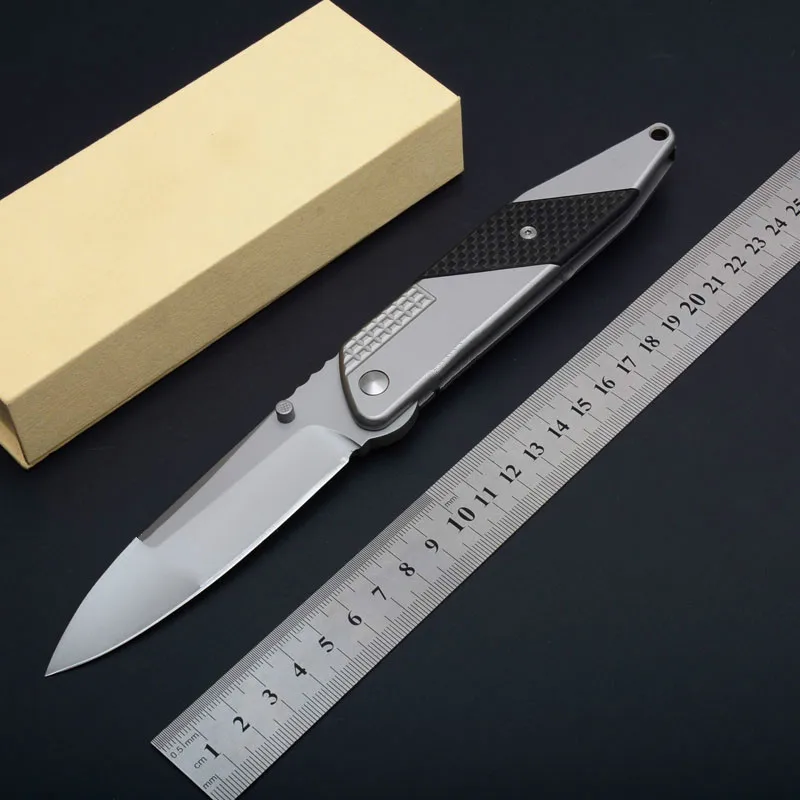 

New High quality folding knife Stainless steel blade/ Metal fiber handle 58hrc survival camping rescue knife tool