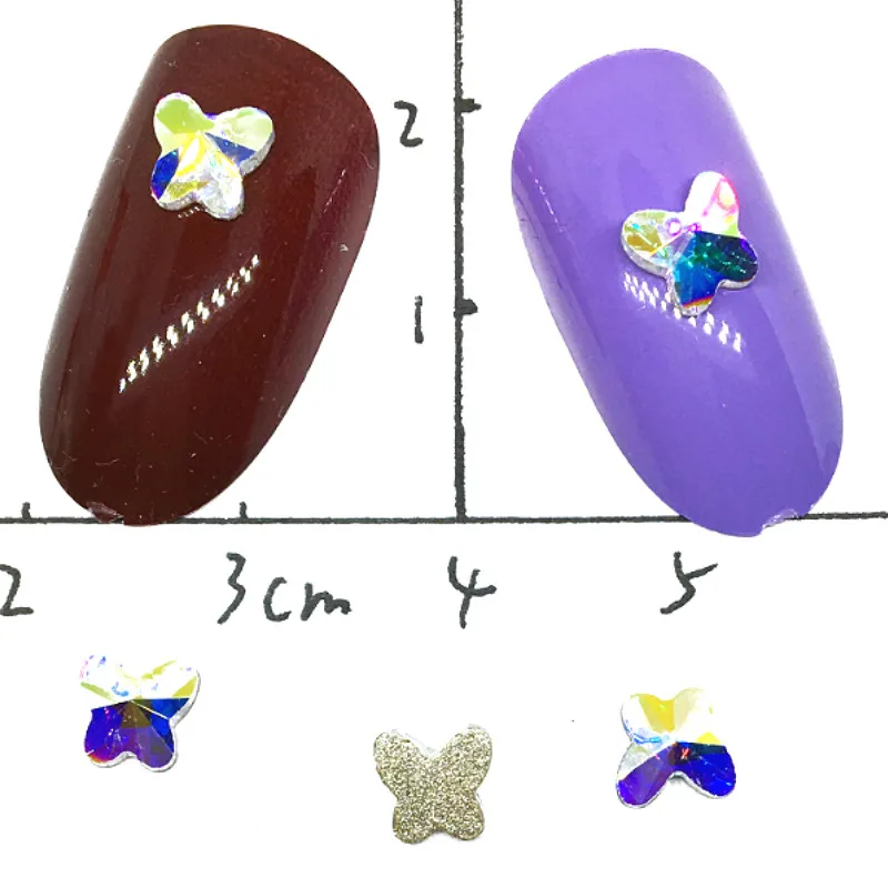 10 шт. украшение для ногтей в виде бабочки украшения из страз Ab украшения для ногтей декоры 3d красочные алмазные блестящие кристаллы Kawaii Драгоценности поставка