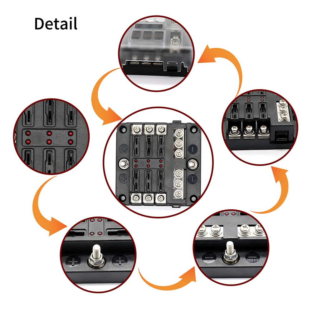 Автомобильный 12V 6-Way светодиодный лезвие держатель предохранителя коробка Блок Чехол с отрицательным