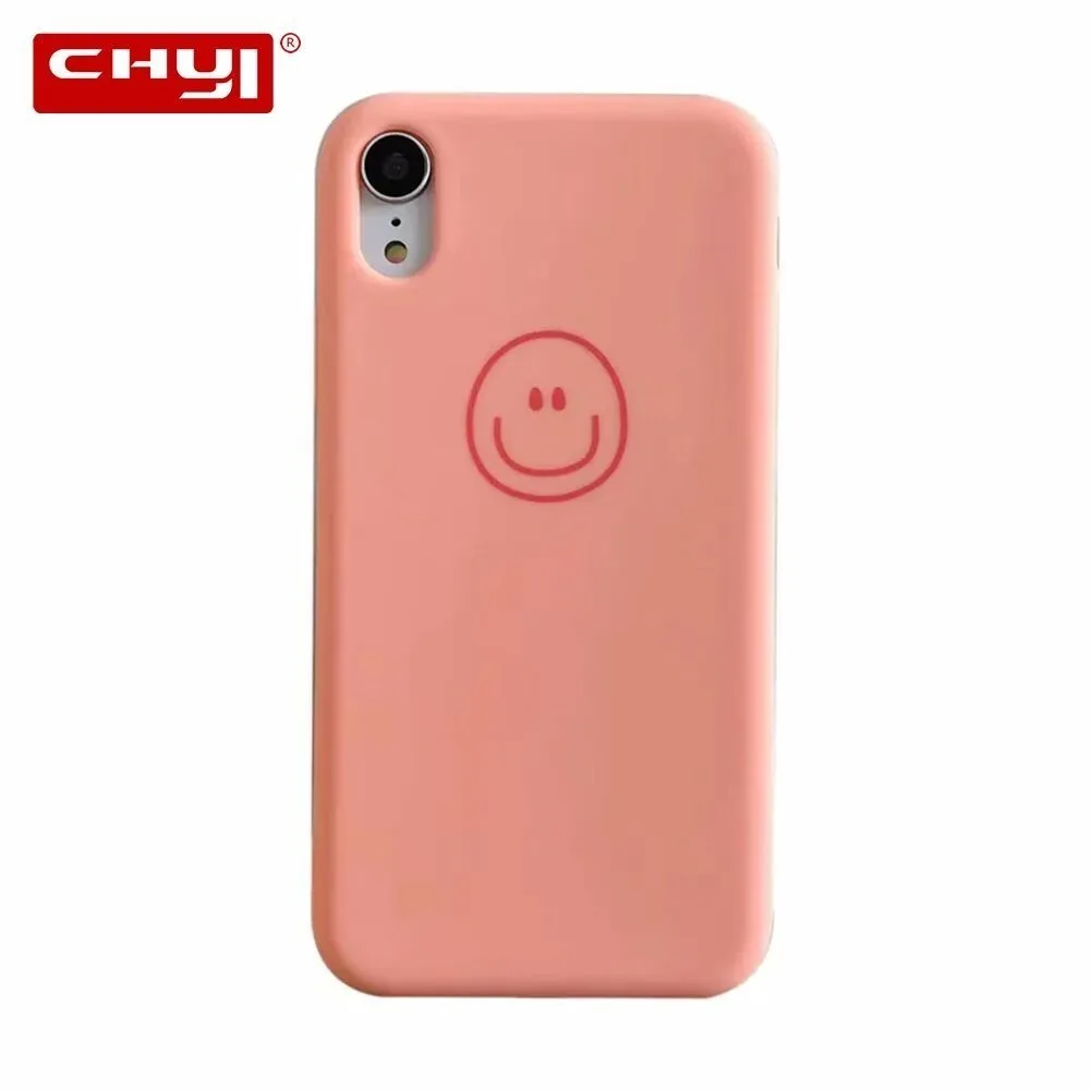 Chyi Phone Case smile face Original Silicone For iPhone XS Max XR Liquid TPU Soft Shockproof Back Cover X 8 7 6 6s |
