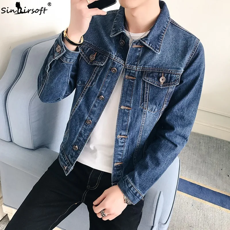 Goede 2019 Nieuwe Herfst mannen Denim Jeans Jas Jaket Mannen Retro mannen Cowboy Slanke Jas Mode Jas Casual Chaqueta hombre Jassen