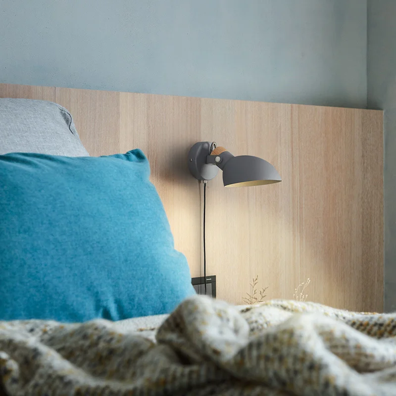  Nordic Indoor Led Angle Adjustable Wall Lamp Fixture With Switch Modern Bedside Room Reading Lights - 33010372581
