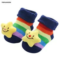 YWHUANSEN Toddler Cartoon Newborn Baby Girls Boys Anti-Slip Floor Socks Cute Infant Kids Animal Cotton Leg Warmers Striped Socks 2