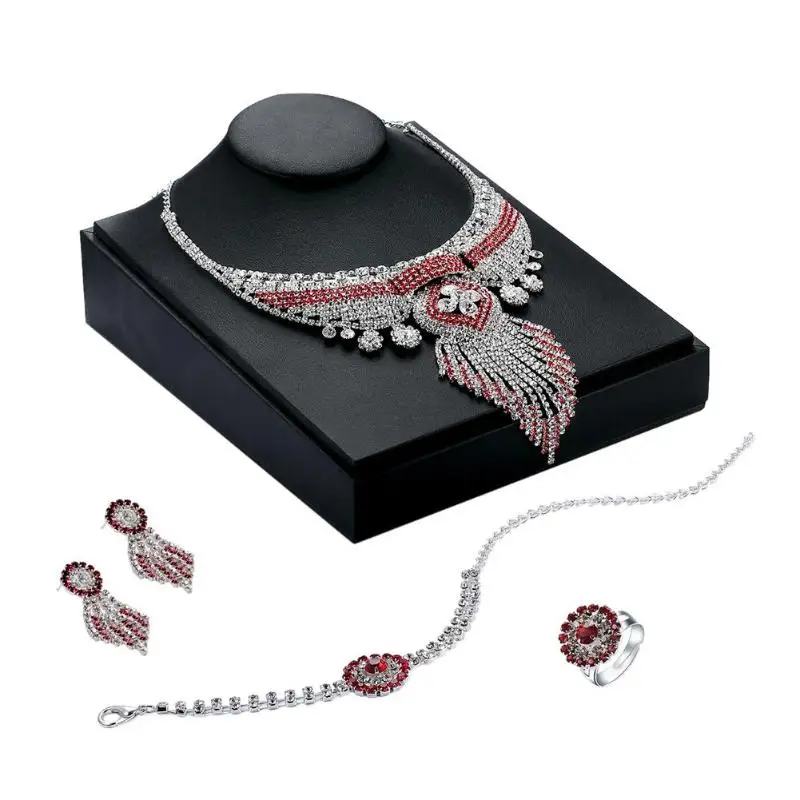 

Fashion Women Zircon Crystal Earrings Necklace Bridal Wedding Jewelry Set