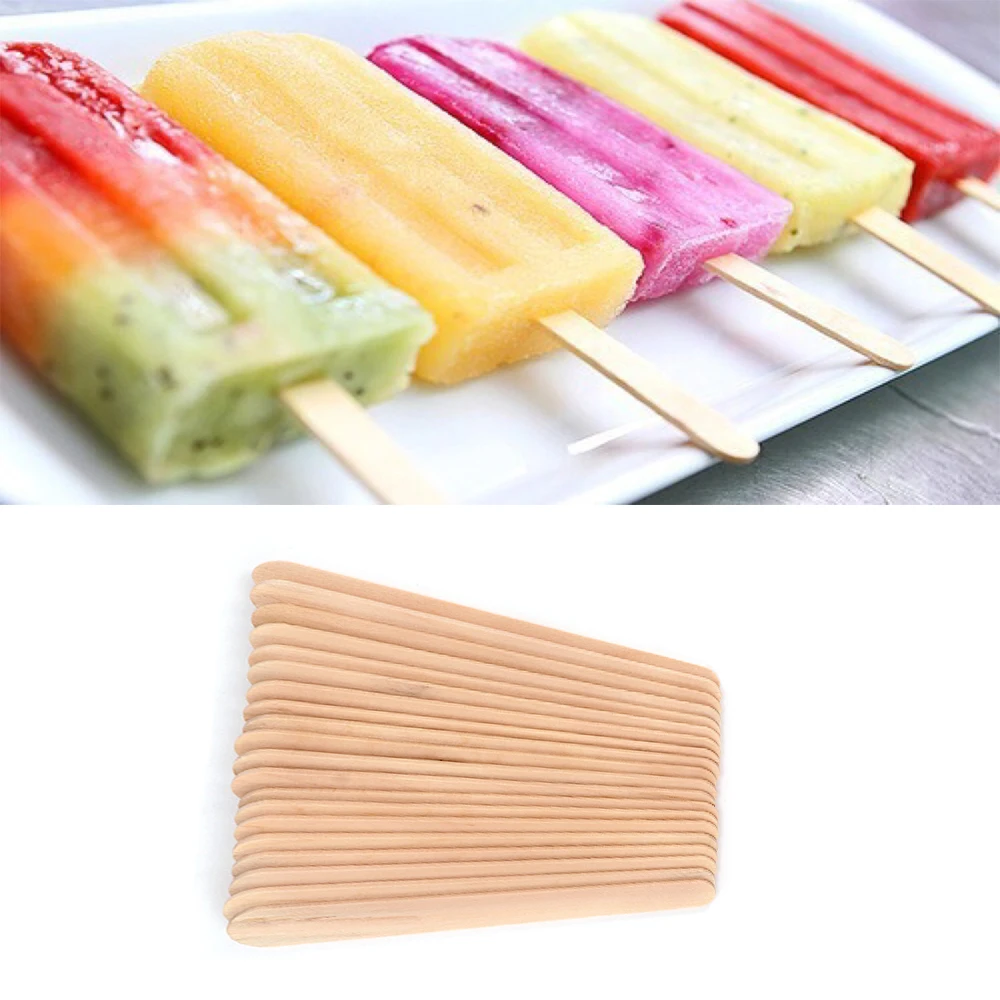 

20Pcs/Lot Ice Cream Sticks Natural Wooden Popsicle Stick Kids DIY Hand Crafts Art Ice Cream Lolly Cake Tools