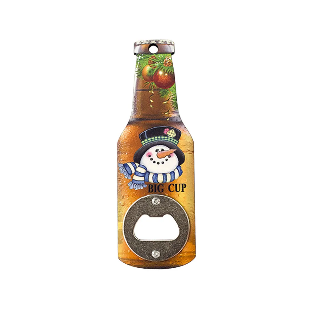 

1PC Creative Wooden Christmas Bottle Opener Snowman Durable Bottle Opener Beer Opener Wine Opener Refrigerator Magnetic Stickers