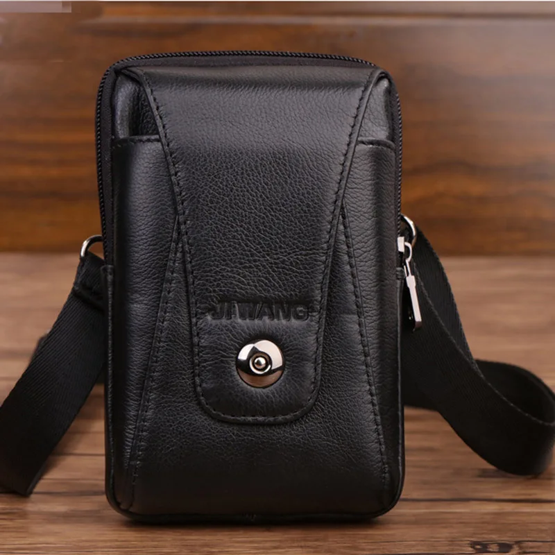 Высококачественная натуральная воловья кожа мужские сумки на ремне поясной пакет кошелек Хип бум Модный чехол для сотового телефона из натуральной кожи поясные крюковые мешки Новинка