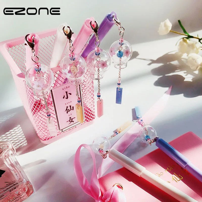 

EZONE 1PC Gel Pen With Pendant Creative Starry Sky Star Moon Wind Chimes Constellation Decor Gel Pen 0.5mm Black Ink Roller Pen