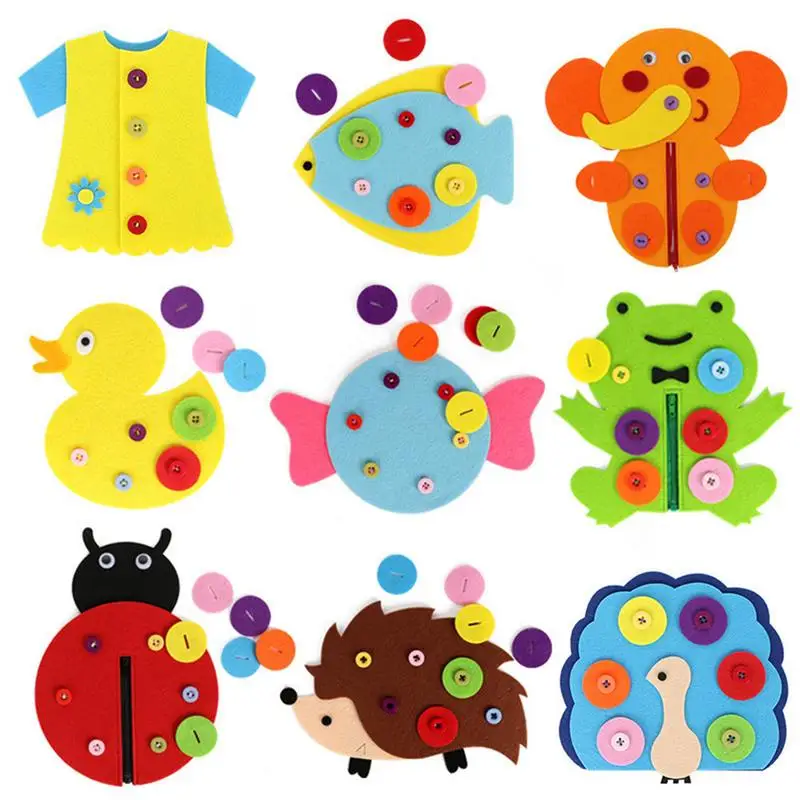 

Kindergarten Nonwoven Button Teaching Toy DIY Handmade Educational Zipper Button Toy
