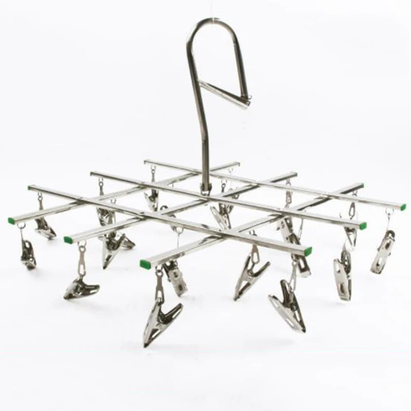 Stainless Seropy Clothes Drying Racks for Laundry Foldable 52 Clips Sock Hanger 
