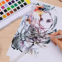 12/18/24/30/36/40/48 воды Цвета набор красок с Кисть Портативный путешествия сплошной пигментные акварельные краски для покраски товары для рукоделия