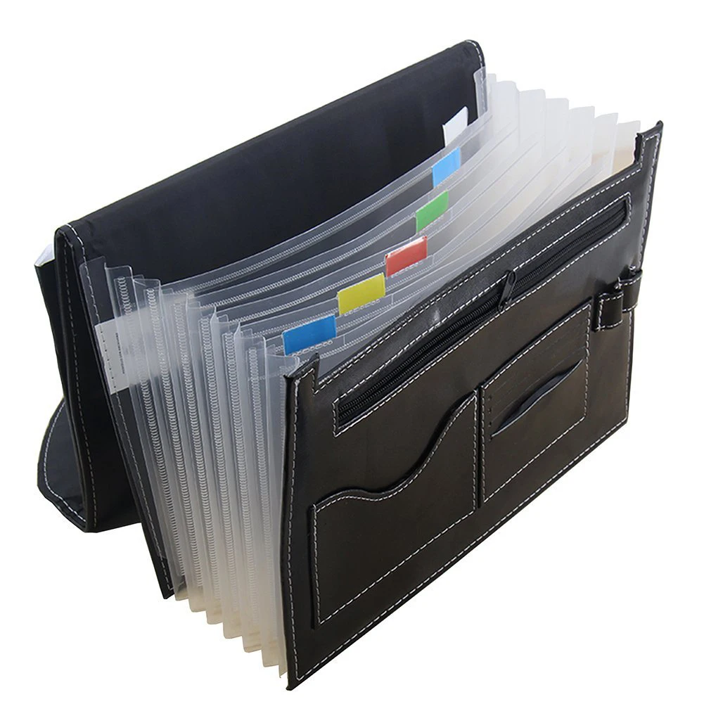 

Expanding File Folder 7 Pockets, black Accordion A4 folder