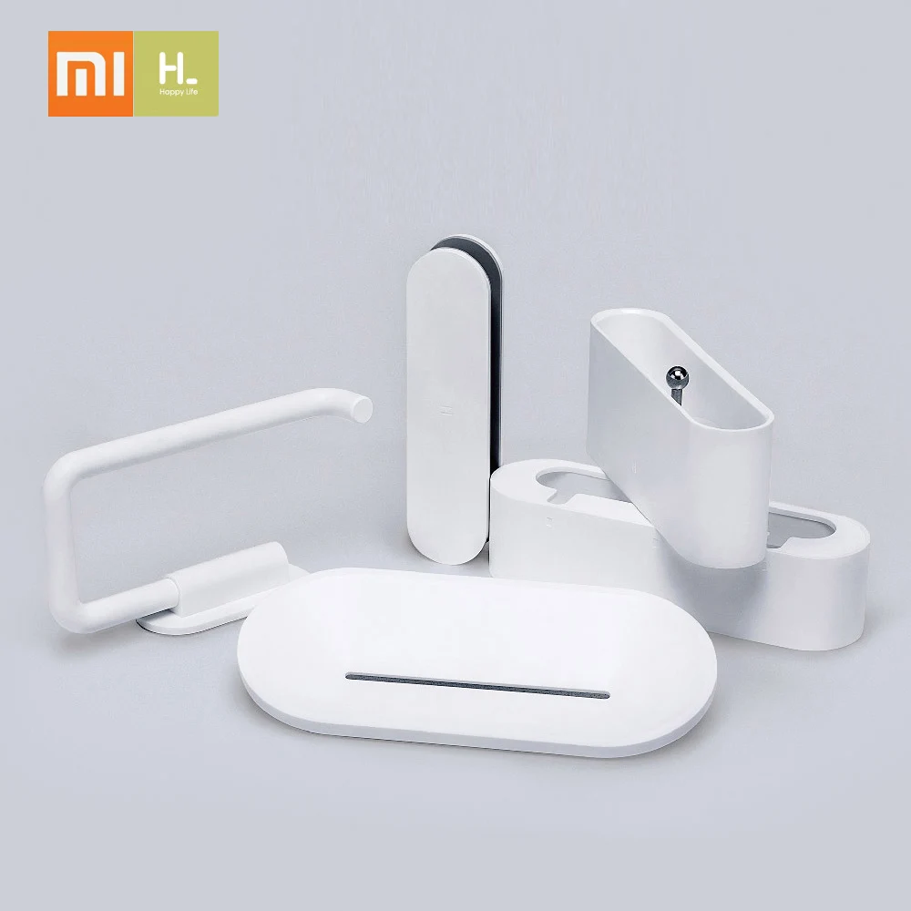 Xiaomi набор для мытья 5 в 1 на стену для ванны насадка зубная щетка Мыло Ванная комната рулон туалетной бумаги держатель органайзеры коробка телефон полка